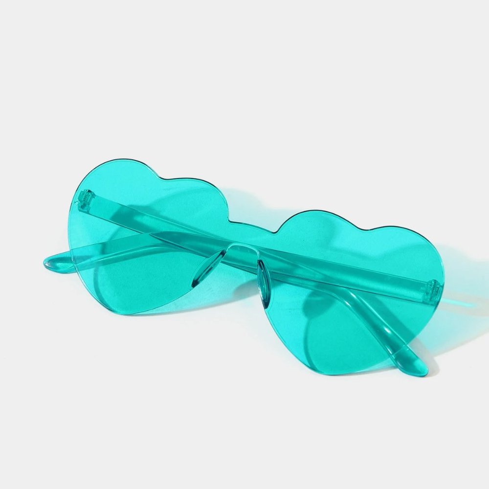 🔴#112 Frameless Heart Sunglasses - Aqua